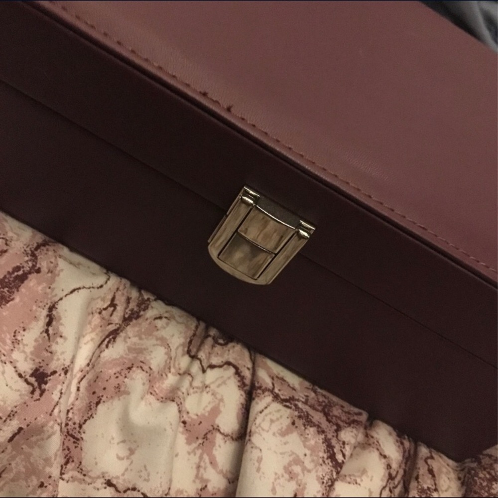 Maroon Makeup Box With A Cream-Colored Inside